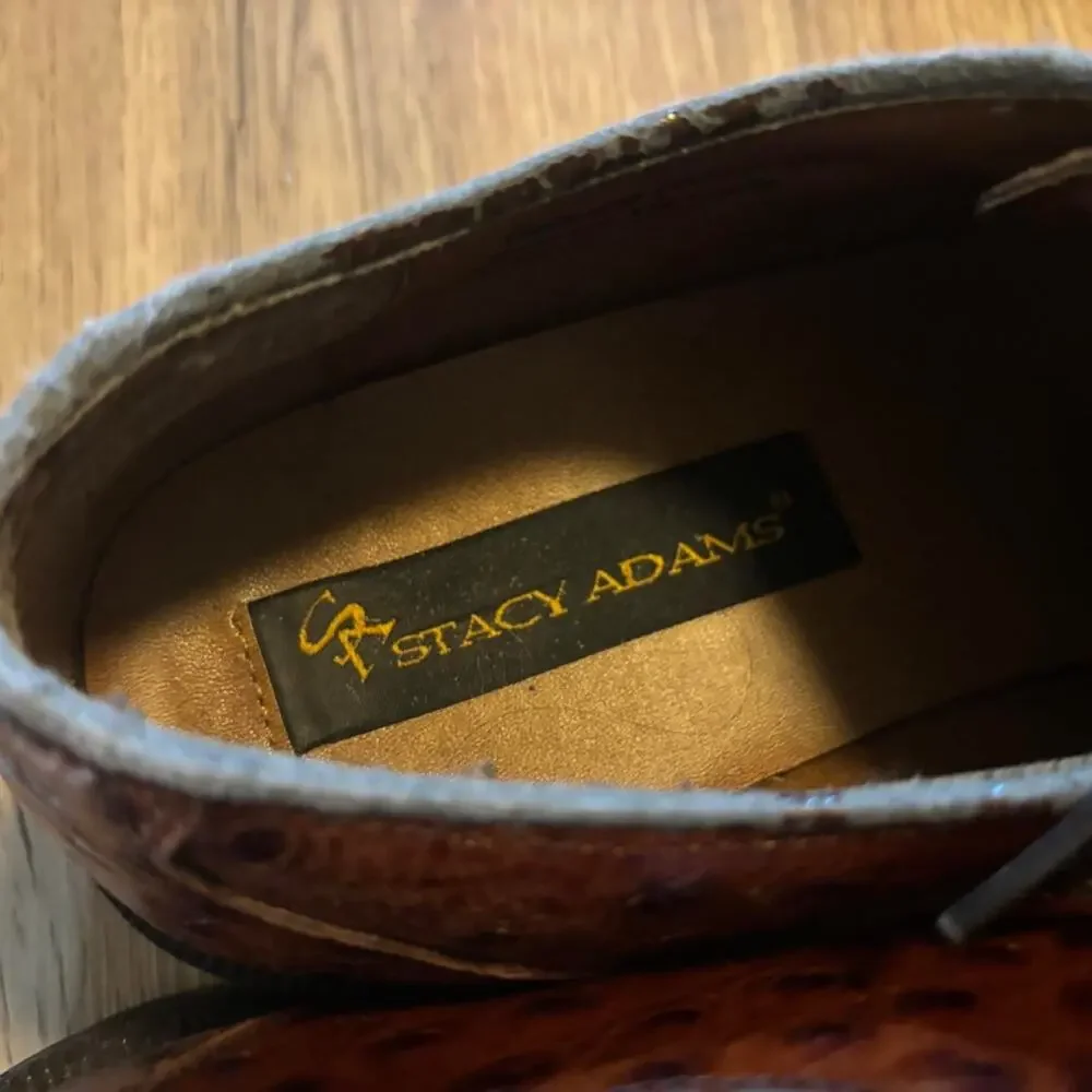 Stacy adams brown ostrich mens leather oxfords